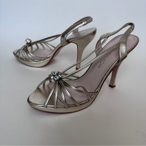 Caparros Women's Heels Metalic Mushroom Evening Sandals Sz 9 Slightly Used